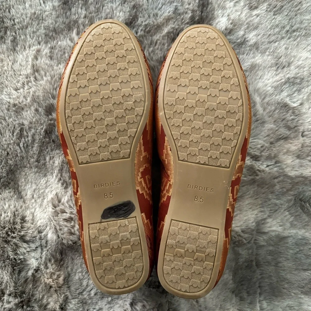 NEW BIRDIES The Starling Rust Tapestry Loafer Size 8.5 Smoking Slipper Tassels